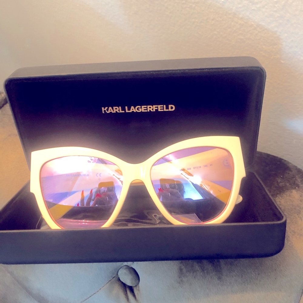 Karl Lagerfeld Cream Reflective Sunglasses